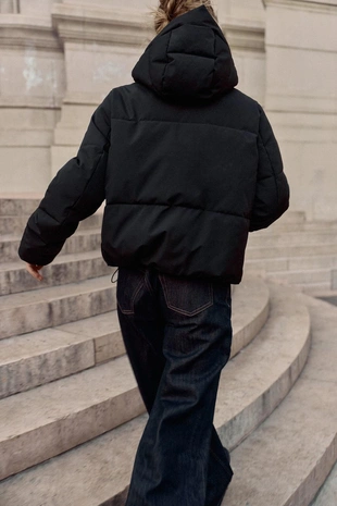 Black | 8073/235/800 - Zara Короткий анорак с капюшоном WATER REPELLENT WINDPROOF