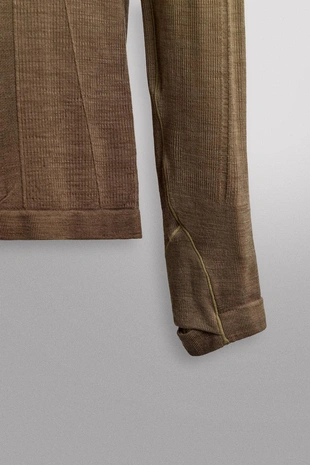 GREEN | 4388/305/914 - Zara Бесшовная спортивная футболка с контрастными деталями