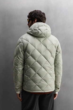 Light green | 3286/307/526 - Zara Стеганая куртка из 100% пуха с капюшоном