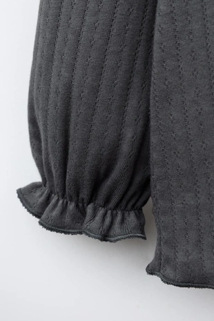 Anthracite grey | 1165/675/807 - Zara Футболка из ажурной ткани с кружевом