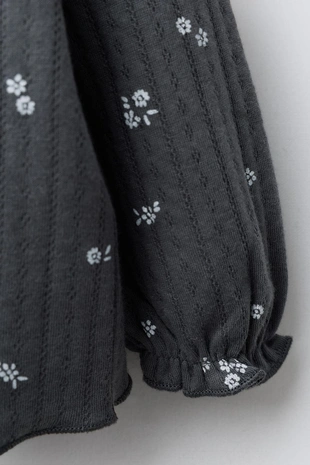 Dark anthracite | 1165/632/898 - Zara Футболка с цветочным принтом