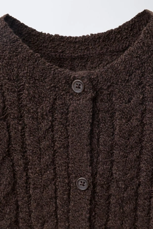 Dark brown | 2582/439/716 - Zara Вязаный комбинезон с узором «косы»