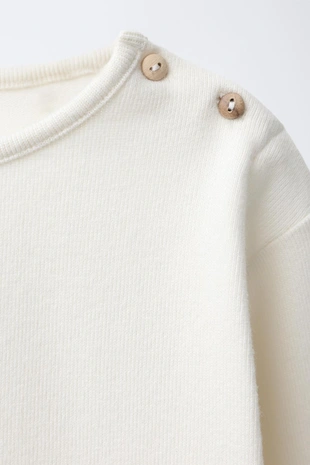 Ecru | 5767/605/712 - Zara Однотонный утепленный лонгслив
