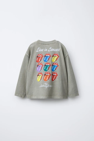 Купить Zara Футболка с эффектом потертости с принтом ROLLING STONES ©