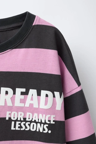 Лонгслив из плотной ткани в полоску с надписью- Заказать в России