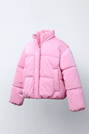 Купить Zara Стеганая куртка с блестящей отделкой