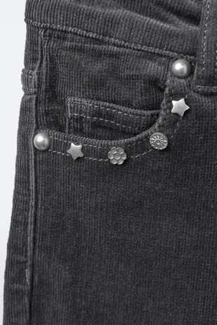 Брюки STRAIGHT из вельвета с заклепками- Заказать в России