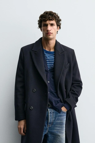 Двубортное пальто из смесовой шерсти MANTECO ®