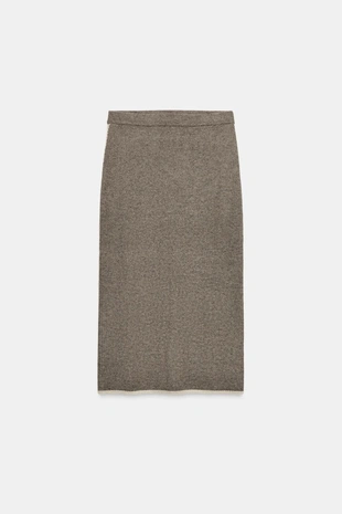 Трикотажная юбка миди с контрастными деталями- Заказать в России