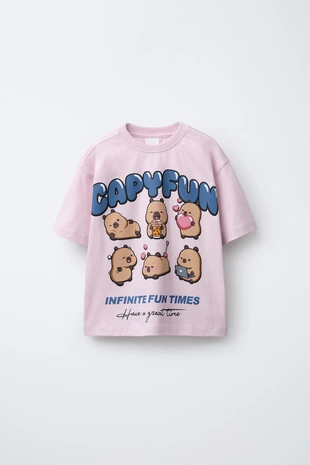 Купить Zara Футболка с принтом «капибара CAPYFUN ©»