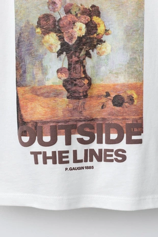 Oyster-white | 7878/716/251 - Zara Футболка с рельефным принтом в клетку