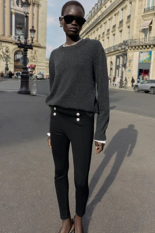 Легинсы с декоративными пуговицами- Заказать в России