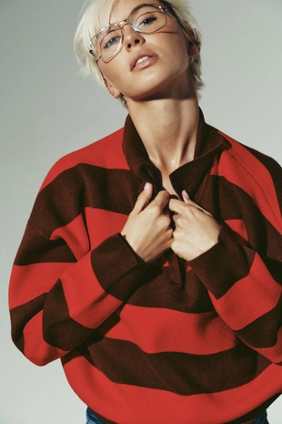 Джемпер поло в полоску- Заказать в России