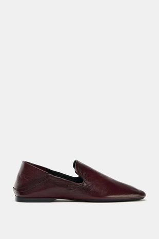 Burgundy Red | 1511/610/022 - Zara Кожаные лоферы с высоким союзом
