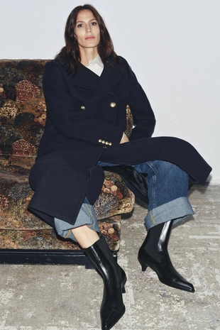 Купить Zara Кожаные ботильоны на среднем тонком каблуке, лимитированная серия