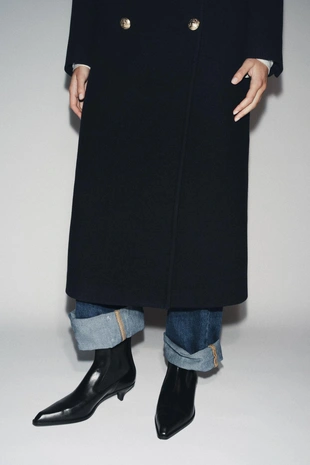 Black | 1127/610/800 - Zara Кожаные ботильоны на среднем тонком каблуке, лимитированная серия
