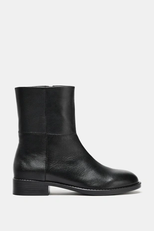 Black | 3124/610/800 - Zara Кожаные ботинки на плоской подошве
