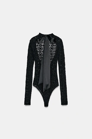 Купить Zara Кружевное боди с атласным бантом