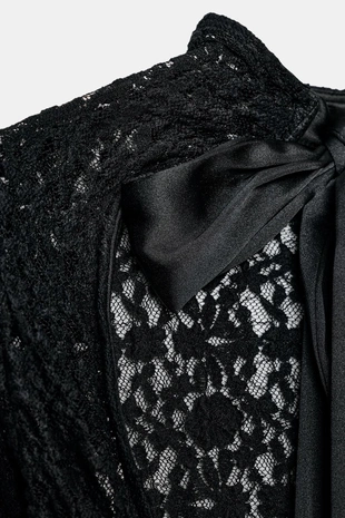 Black | 4661/149/800 - Zara Кружевное боди с атласным бантом