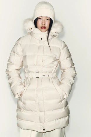 Ecru | 8073/232/712 - Zara Пуховик с капюшоном WATER REPELLENT WINDPROOF