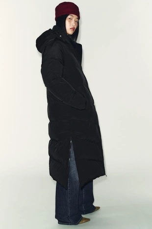 Длинный пуховик с капюшоном WATER REPELLENT WINDPROOF- Заказать в России