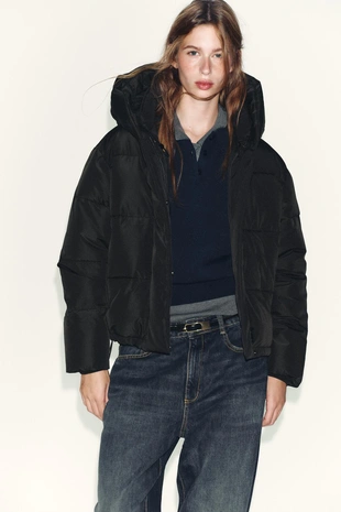 Купить Zara Короткий непромокаемый ветрозащитный анорак с капюшоном