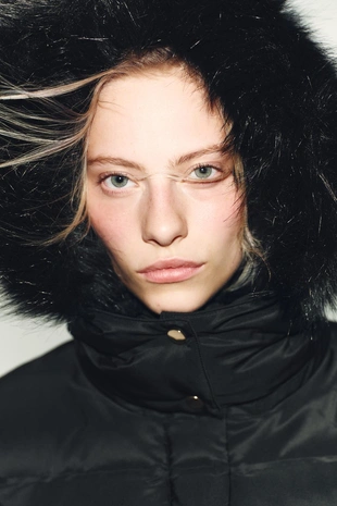 Black | 8073/232/800 - Zara Пуховик с капюшоном WATER REPELLENT WINDPROOF