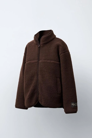 Купить Zara Куртка из искусственной овчины с оторочкой