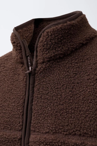 Куртка из искусственной овчины с оторочкой- Заказать в России