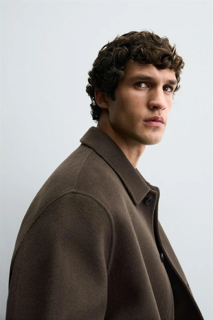 Куртка-рубашка из шерсти с карманами- Заказать в России