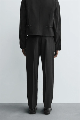 Black | 6861/685/800 - Zara Костюмные брюки из рельефной ткани