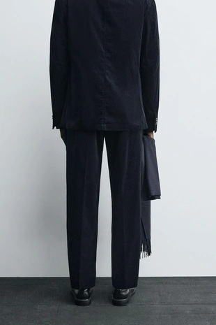 Navy blue | 4410/321/401 - Zara Вельветовые брюки классического кроя