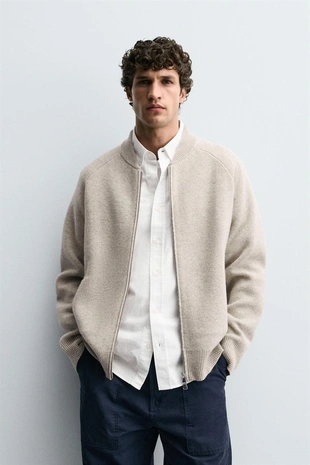 Купить Zara Бомбер из 100% шерсти