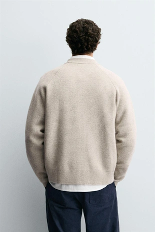 Grey / Beige | 3920/099/814 - Zara Бомбер из 100% шерсти