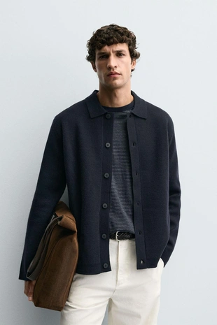 Купить Zara Кардиган из рельефной ткани с карманами