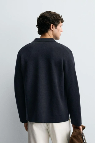 Navy blue | 5755/333/401 - Zara Кардиган из рельефной ткани с карманами