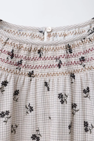 Блуза в клетку и с цветочным принтом- Заказать в России