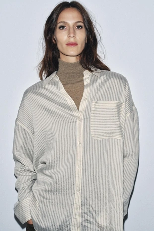 Купить Zara Рубашка из струящейся ткани в полоску — ZW COLLECTION