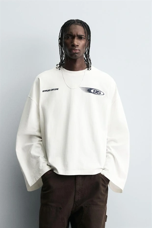 Купить Zara Футболка с контрастным текстовым принтом