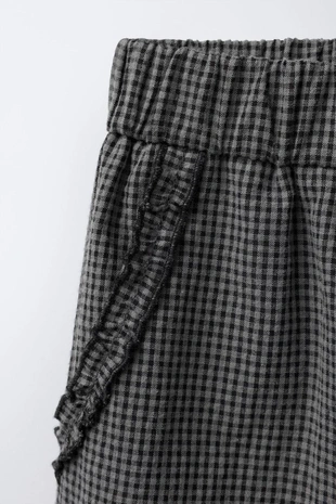 Брюки в клетку виши с воланами- Заказать в России