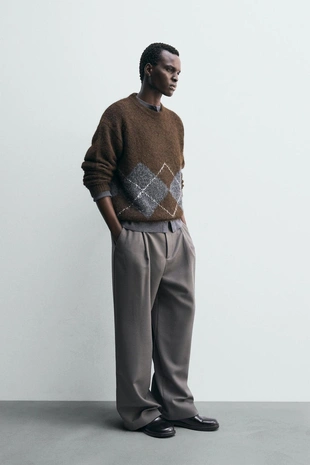 Жаккардовый свитер с ромбами- Заказать в России