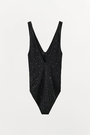 Бесшовное кружевное боди с блёстками- Заказать в России