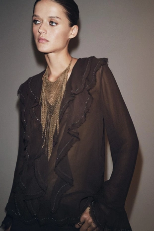 Блуза с воланами и бусинами — ZW COLLECTION- Заказать в России