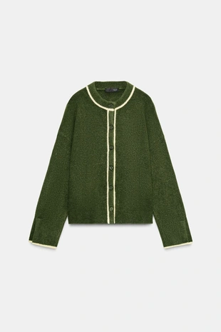 Вязаный кардиган с контрастными полосами- Заказать в России