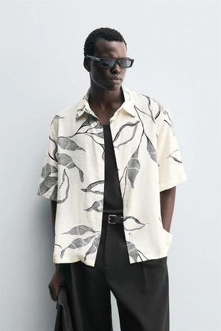 Рубашка с цветочным принтом- Заказать в России