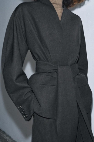 Dark grey | 3736/259/922 - Zara Блейзер-кимоно из смесовой шерсти — ZW COLLECTION