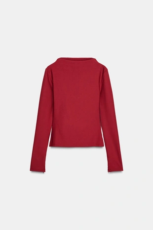 Футболка из крепа с воротником-стойкой- Заказать в России