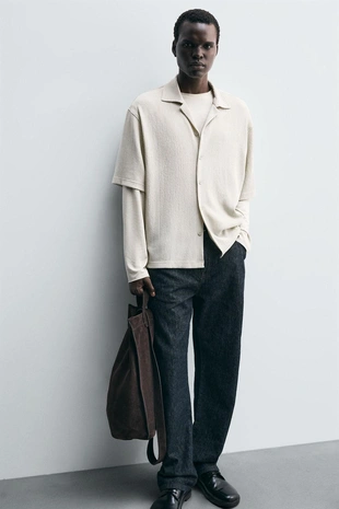 Рубашка свободного кроя с текстурой- Заказать в России