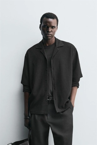 Рубашка свободного кроя с текстурой- Заказать в России