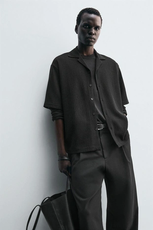 Рубашка свободного кроя с текстурой- Заказать в России